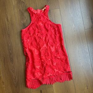 Lovers + friends size S red dress w/lace print